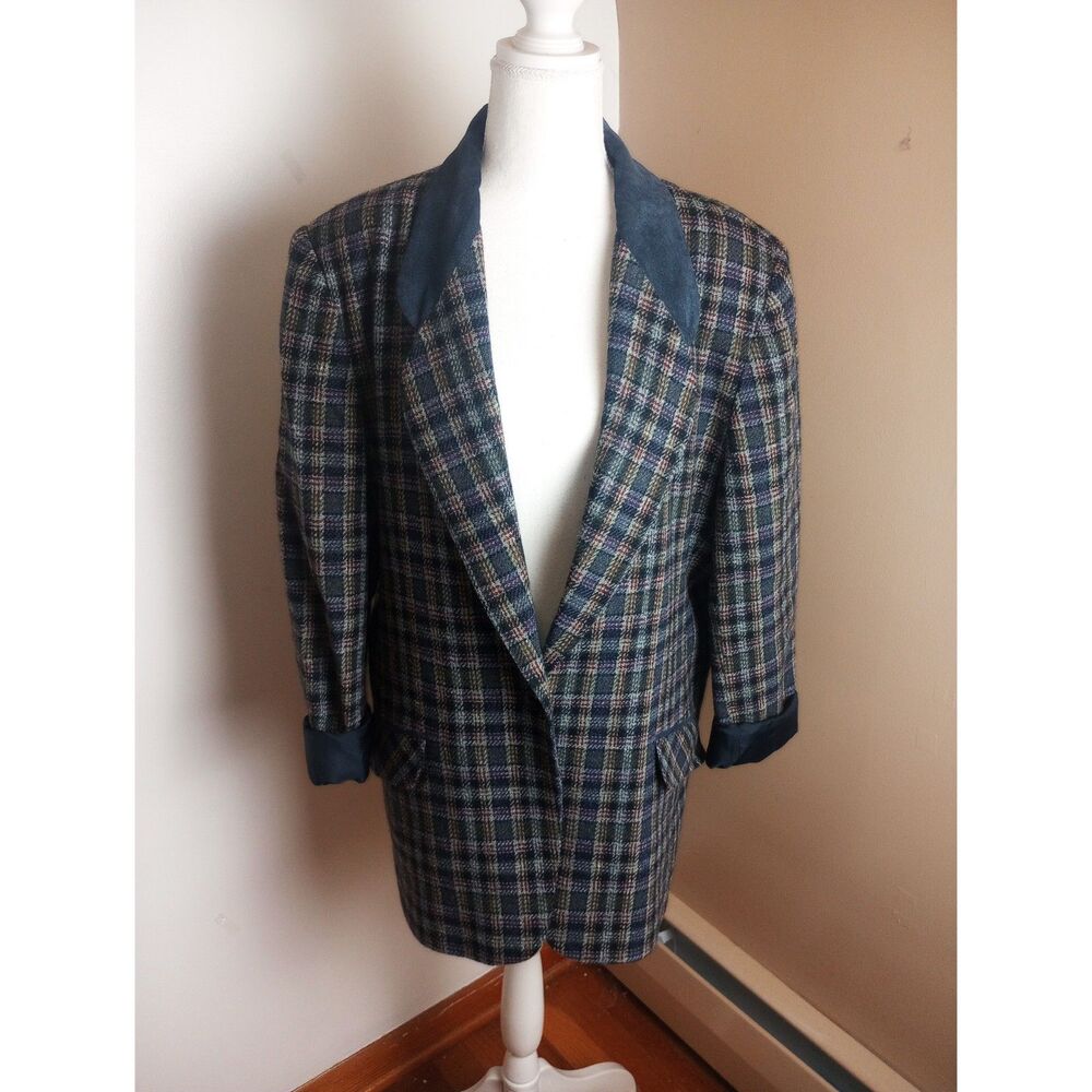 Vintage 1980's Plus Size Plaid Blazer by David N. / Coat / Jacket / Bohemian